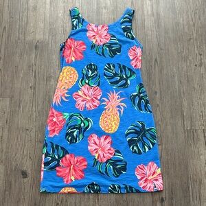 TOMMY BAHAMA PINA COOL ADA SCOOP BACK BLUE HAWAIIAN DRESS WOMENS XS